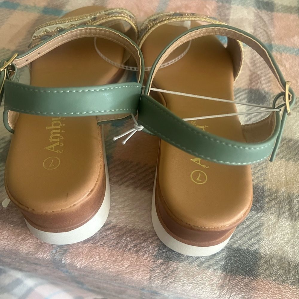 Ambiance Green and Tan Sandals